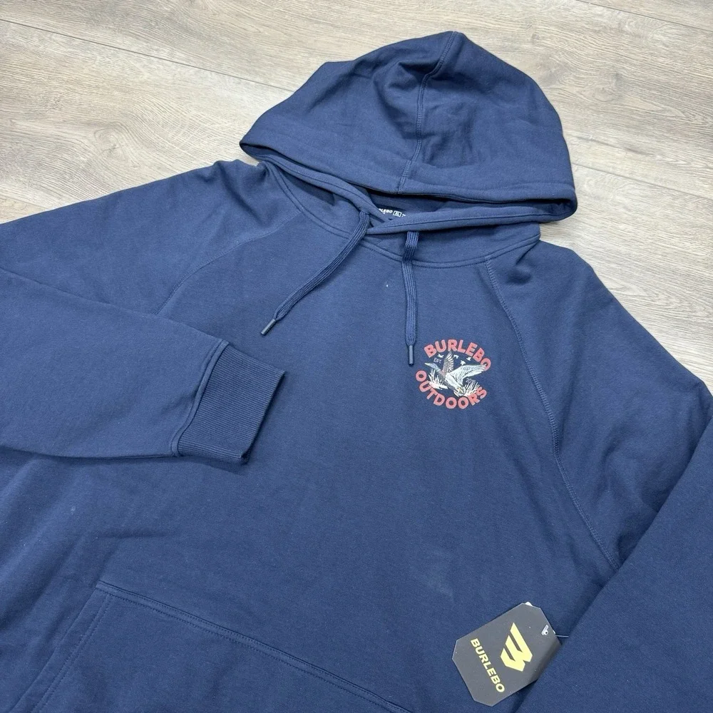 NWT Burlebo Navy Blue Flying Duck Men's Hoodie Pullover Sz XL Outdoor - Picture 3 of 8